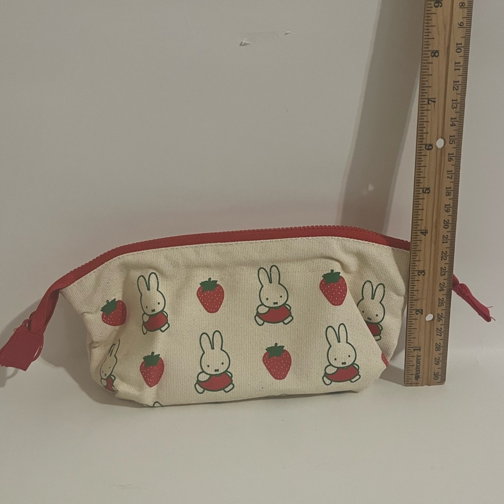 Miffy Strawberry Canvas Pencil/Cosmetics Case -preowned - Picture 7 of 8